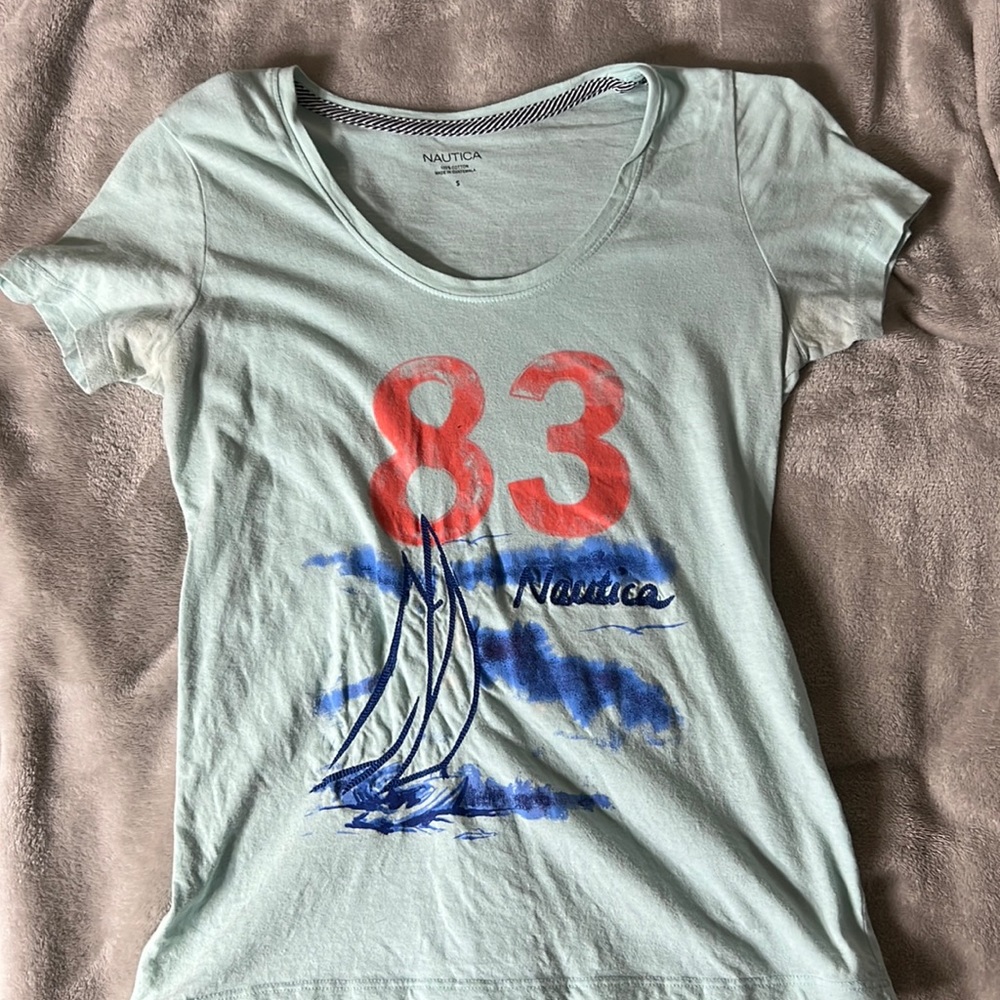 Light teal náutica women shirt.